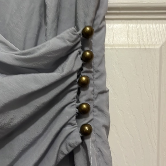 Anthropology top with purple grey accent with side buttons - Picture 3 of 6